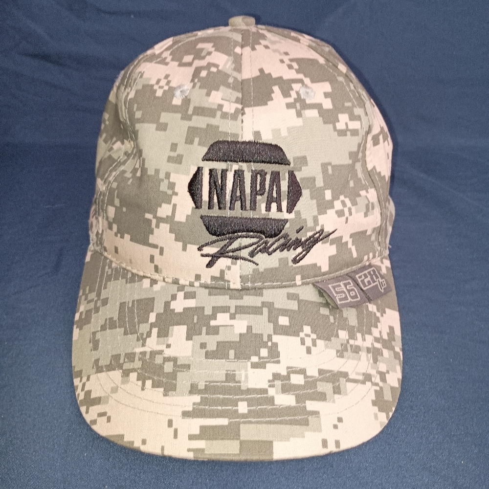 Mens NAPA Racing NASCAR #56 #28 Truex Capps Intrepid Heroes Digital Camo Cap Hat